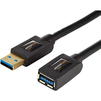 Afbeelding van Amazon Basics USB A 3.0 verlengkabel, 4,8 Gbps High Speed, mannelijke naar vrouwelijke vergulde connectoren, 1,8 m, zwart, set van 2