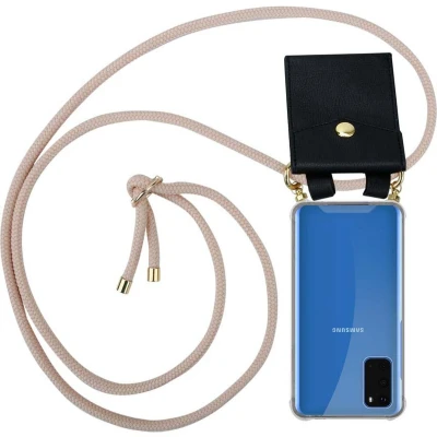 Afbeelding van Cadorabo Hoesje geschikt voor Samsung Galaxy S20 in PEARLY ROSE GOUD Silicone Mobiele telefoon ketting beschermhoes met gouden ringen, koordriem en afneembare etui