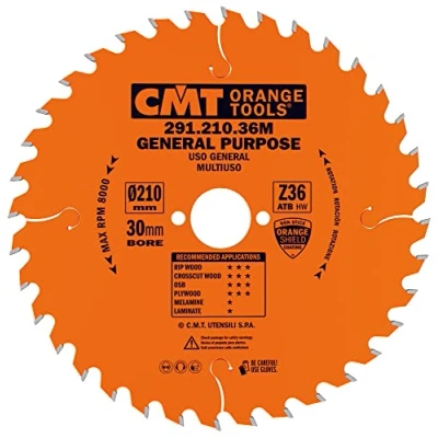 Afbeelding van CMT Orange Tools cirkelzaagblad HW 210 x 2,8/1,8 30 Z = 36 15 ATB 291.210.36M voor langs en doorsneden