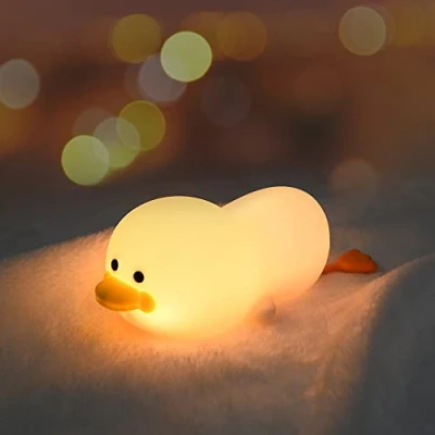 Afbeelding van Vicloon Nachtlampje siliconen babyvoedingslampje voor kinderen Dimbaar Aanraakbediening RGB kleurverandering 1H Timer USB slaaplampje Kinderlamp met afstandsbediening Slaaphulpmiddel cadeau (eend)