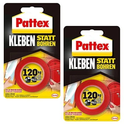 Afbeelding van Henkel Pattex plakband, extra sterk, dubbelzijdig plakband voor montagewerkzaamheden binnen &amp; buiten, muurbevestiging zonder boren, voordeelverpakking 2 stuks