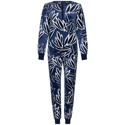 Afbeelding van Duurzame velours pyjama bamboebladeren Blauw Maat 38