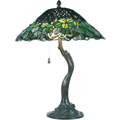 Afbeelding van LumiLamp Tiffany Tafellamp Ø 47x58 cm Groen Glas Bureaulamp