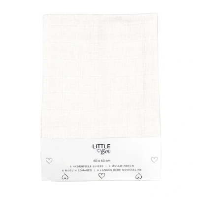 Afbeelding van Little Boo Luiers Uni White 6 pack 60x60