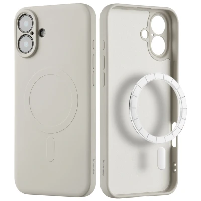 Afbeelding van Apple iPhone 16 MagSafe Hoesje Siliconen en TPU (zacht) imoshion Softcase/Backcover Beige Telefoonhoesje