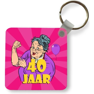 Afbeelding van Sleutelhanger Uitdeelcadeautjes Vrouw Verjaardag 40 Jaar Plastic