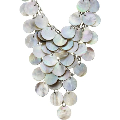 Afbeelding van Behave Zilverkleurige ketting met lange schelpen hanger