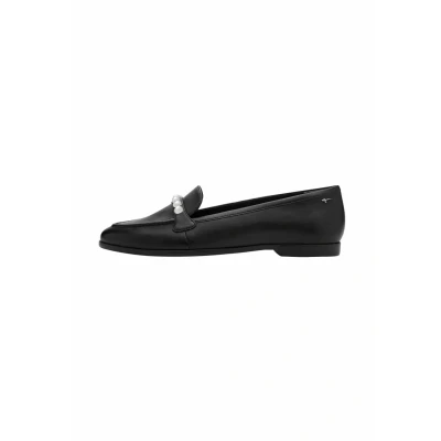 Afbeelding van Tamaris Dames 1 24220 44 slipper, zwart leer, 37 EU, leder, EU