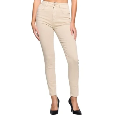 Afbeelding van Elara Super High Waist Chunkyrayan Damesbroek, beige, 42/Slank
