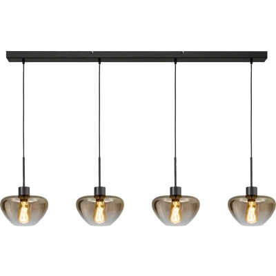 Afbeelding van Masterlight 4 lichts hanglamp Genua zwart met goud glas Ø 24cm 2971 05 130 24