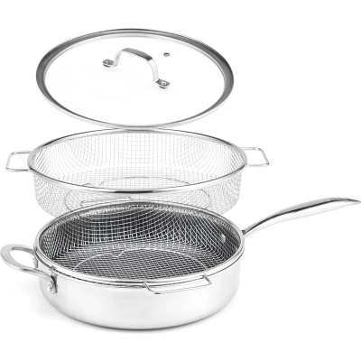 Afbeelding van MediaShop Koekenpan Titan Pan Edelstalen matrix+diamantver. antikleef coating, Ø28 cm, inductie (set, 4 delig)