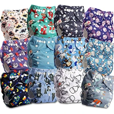 Afbeelding van Littles and Bloomz Herbruikbare baby pocketluier, standaard drukknoop, 12 luiers, FLP2 1204