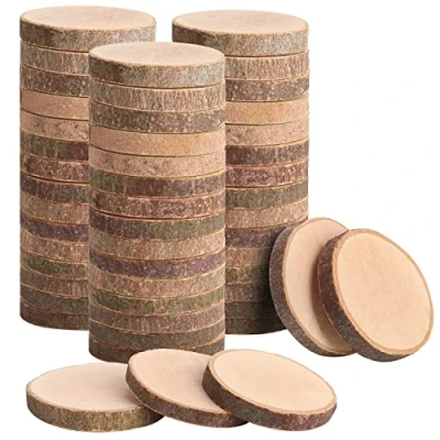 Afbeelding van LAZACA houten schijven om te knutselen, decoratie, klein, 50 stuks, blokken, onafgewerkte doe het zelf handwerk, schijven, bruiloft, middenstukken, kerstdecoratie, boomschijf 3 4 cm