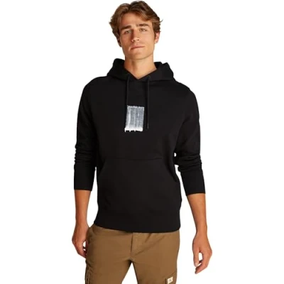 Afbeelding van Calvin Klein Jeans Brush Stroke Graphic Hoodie Sweater, Heren, Maat: Large, Black
