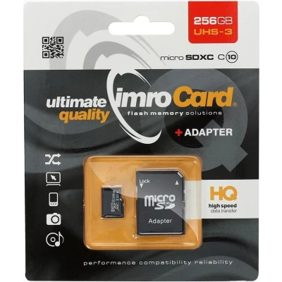 Afbeelding van Imro Micro SD Kaart 256 GB Geheugenkaart Met Adapter 100MB/s Zwart