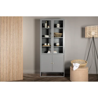 Afbeelding van Svea Noma vitrinekast 80 x 190 cm lichtgrijs Metaal
