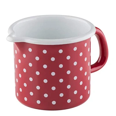 Afbeelding van Riess, 0040 077, snavelpan 12, Country pot rood, diameter 12 cm, hoogte 11,5 inhoud 1,0 liter, email, rood/wit, inductie
