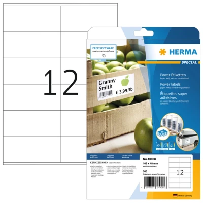Afbeelding van Etiket HERMA Power 10908 105x48mm wit 300stuks
