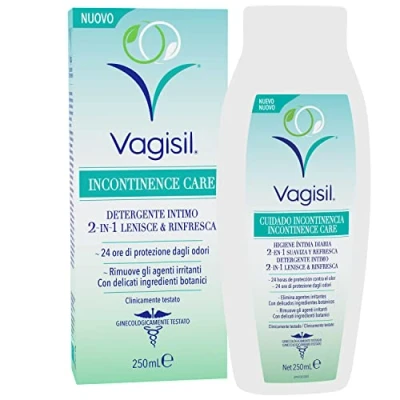 Afbeelding van Vagisil Incontinentieverzorging, intieme crème voor vrouwen, 2 in 1, kalmeert en verfrissend, 24 uur geurbescherming, 250 ml