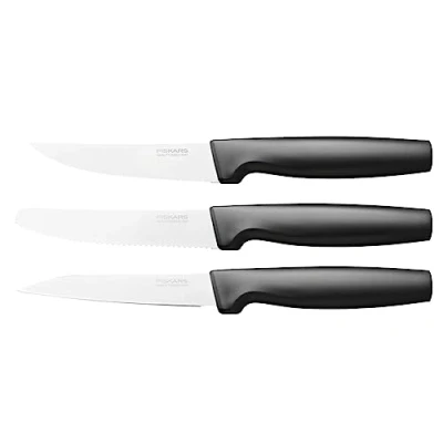 Afbeelding van Fiskars kleine messen set, set met messen, Functional Form, schilmes, veelzijdig mes en tafelmes, roestvrij staal/kunststof, zwart, 1057561