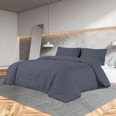 Afbeelding van vidaXL Dekbedovertrekset lichtgewicht 200x200 cm microvezel antraciet