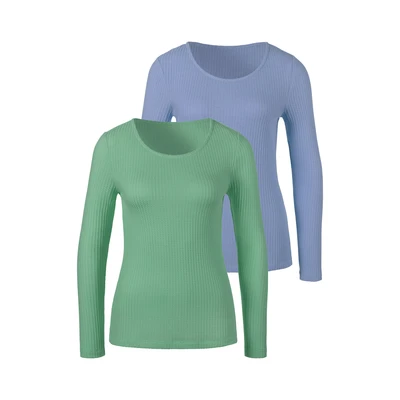 Afbeelding van Lascana Shirt met lange mouwen In modieuze piqué optiek van onderhoudsvriendelijke kwaliteit viscose (Set 2)