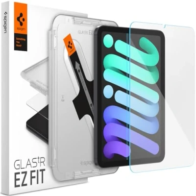 Afbeelding van Spigen Glas.tR EZ Fit Screenprotector compatibel met iPad Mini 6 2021, 8.4 inch, Sjabloon voor Installatie, Kristalhelder, Case friendly, 9H Gehard Glas