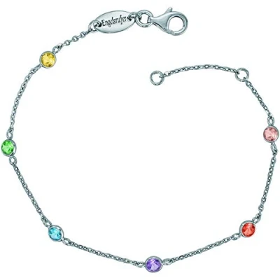 Afbeelding van Engelsrufer Damen Armband aus Sterling Silber besetzt mit 6 Zirkonia Steinen in Multicolor, Karabinerverschluss, zwei Längen verstellbar, nickelfrei, ERB LILMOON ZIM