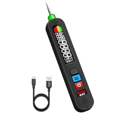 Afbeelding van BSIDE S4X AC Spanningstester, oplaadbaar, contactloze spanningsdetector, pen met super grote kleuren lcd elektrische lektester, 12 V 300 V, eenpolige fasector, stroomtester zoemerzaklamp