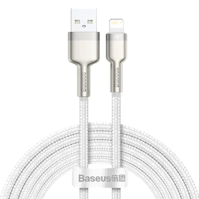 Afbeelding van Baseus Cafule Series USB A naar Lightning Kabel 2 Meter Metaal Wit