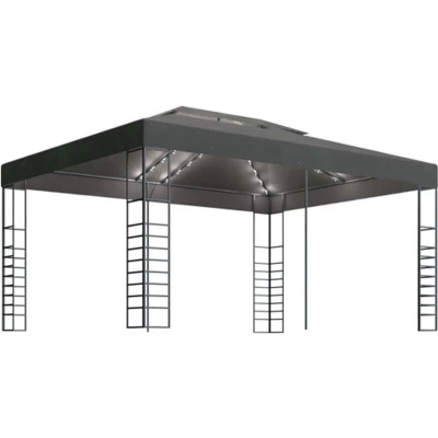 Afbeelding van vidaXL Prieel met LED lichtslinger 3x4 m antracietkleurig
