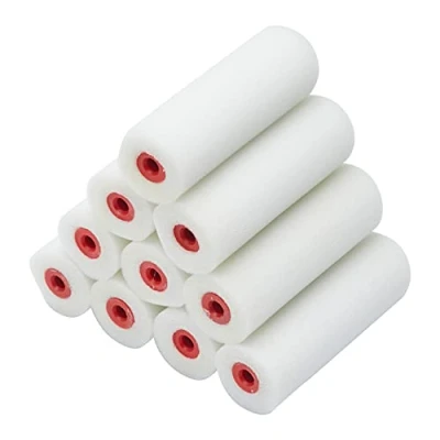 Afbeelding van Fit For The Job schuimminirollers 100 mm 10 stuks voor doe het zelf verven met hoog en zijdeglansverf, een gladde afwerking op plinten, vensterbanken, paneeldeuren, kasten, metaal meer