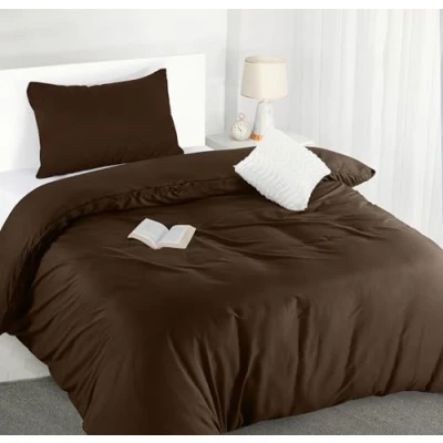 Afbeelding van Utopia Bedding Dekbedovertrek Set Zachte Microvezel 135x200cm met Kussensloop 50x75cm Beddengoed Bruin