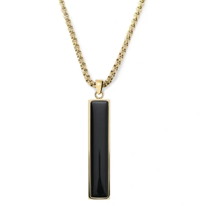 Afbeelding van Orisun Goudkleurige Ketting met Lange Rechthoekige Hanger van Zwarte Onyx