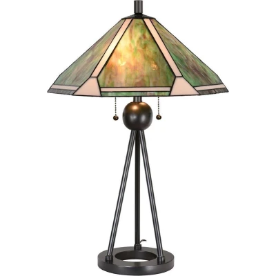 Afbeelding van Clayre &amp; Eef Groene Tafellamp Tiffany Ø 50*73 cm E27/max 2*60W 5LL 6165