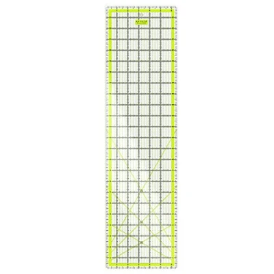 Afbeelding van Arteza Quilt liniaal van 6,5 x 24 inch, Met lasertechniek vervaardigde acryl, Gepatenteerd grid in zwart en limoengroen voor het exact snijden patchwork quiltstoffen