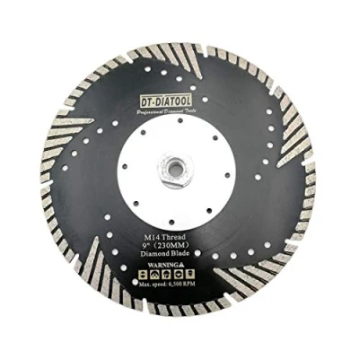 Afbeelding van DT DIATOOL Diamant Turbo zaagblad met schuine beschermtanden van 230 mm M14 schroefdraad voor betontegels, graniet marmer, metselwerk
