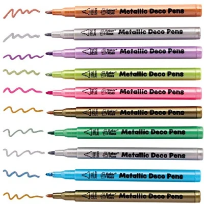 Afbeelding van Baker Ross AX379 Multifunctionele Metallic Deco Pennen Pakket Van 10, Voor Kinderen Om Te Kleuren, Schilderpakketten En Knutselprojecten