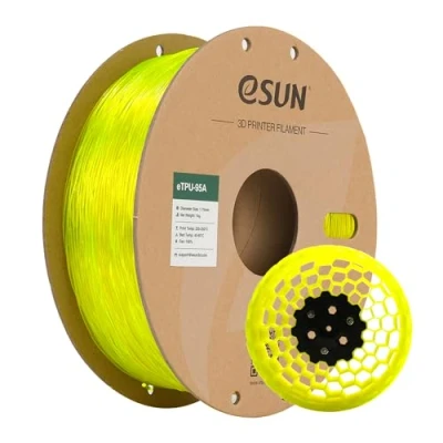 Afbeelding van eSUN Flexibel TPU Gloeidraad 1.75mm, 95A 3D Printer Gloeidraad, Dimensionale Nauwkeurigheid +/ 0.05mm, 1KG (2.2 LBS) Spoel Printen Materiaal voor Printer, Transparant Geel