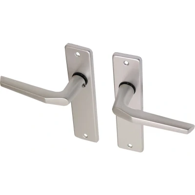 Afbeelding van Deurkruk met blind schild aluminium duimmodel Per Set