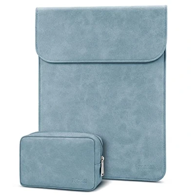 Afbeelding van TECOOL 13 13,3 inch laptophoes met accessoiretas, imitatiesuède draagbare tas voor for 2010 2017 Macbook Air A1466/A1369 2012 2015 Pro A1502/A1425, Matebook X Pro, Nevel blauw