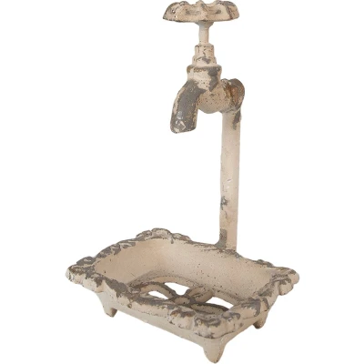 Afbeelding van Clayre &amp; Eef Zeepbakje Badkuip 14x12x23 cm Beige Ijzer Zeephouder