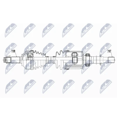 Afbeelding van NTY NPW NS 062 Aandrijfas Vooras rechts 968mm NISSAN: X Trail, RENAULT: Koleos I