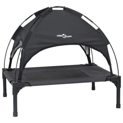 Afbeelding van vidaXL Verhoogd Hondenbed Zwart Polyester stof, Metalen frame