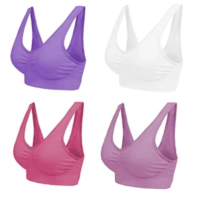 Afbeelding van Boolavard Comfortabele beha voor dames, klassieke bustier, push up en zonder beugel, verpakking van 3 stuks, wit, lichtpaars, paars roze, XXL