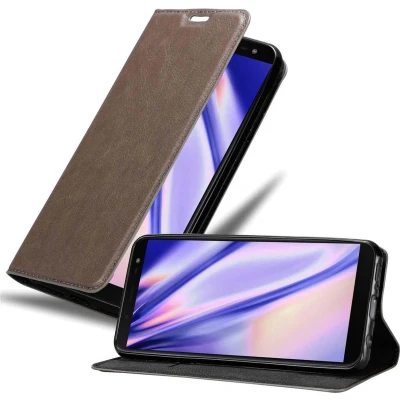 Afbeelding van Cadorabo Hoesje geschikt voor Samsung Galaxy J6 2018 in KOFFIE BRUIN Beschermhoes Case magnetische sluiting Cover