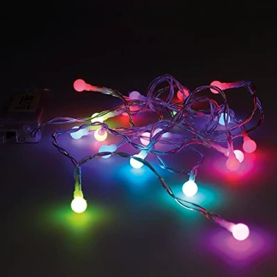 Afbeelding van Gekleurde themafeest versiering lichtsnoer slinger 200 cm met 10 lampjes Kerstverlichting kerstboom