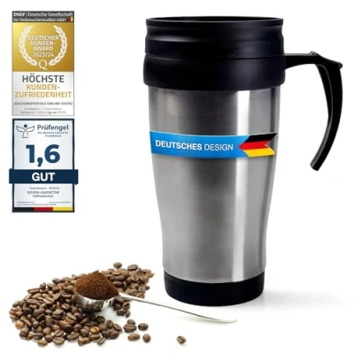 Afbeelding van Coffee 2 go Thermomok van roestvrij staal Drinkbeker geïsoleerde mok lekvrije Koffiemok herbruikbare 400ml