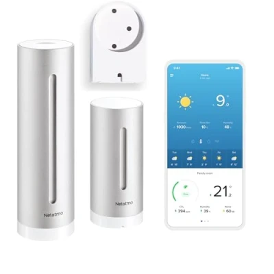 Afbeelding van Netatmo Draadloos Slim Weerstation Binnen en Buiten met muurbevestiging, Thermometer, Hygrometer, Barometer, Geluidsniveaumeter, Luchtkwaliteit compatibel Alexa, Apple Google Home, NWS AMZ