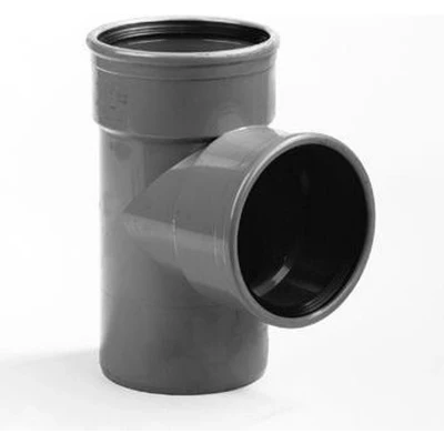 Afbeelding van Dyka T stuk met 2x mof en 1x spie 90 manchetverbinding klasse 41 PVC grijs keurmerk BRL52100/BRL52200 125 x 125mm